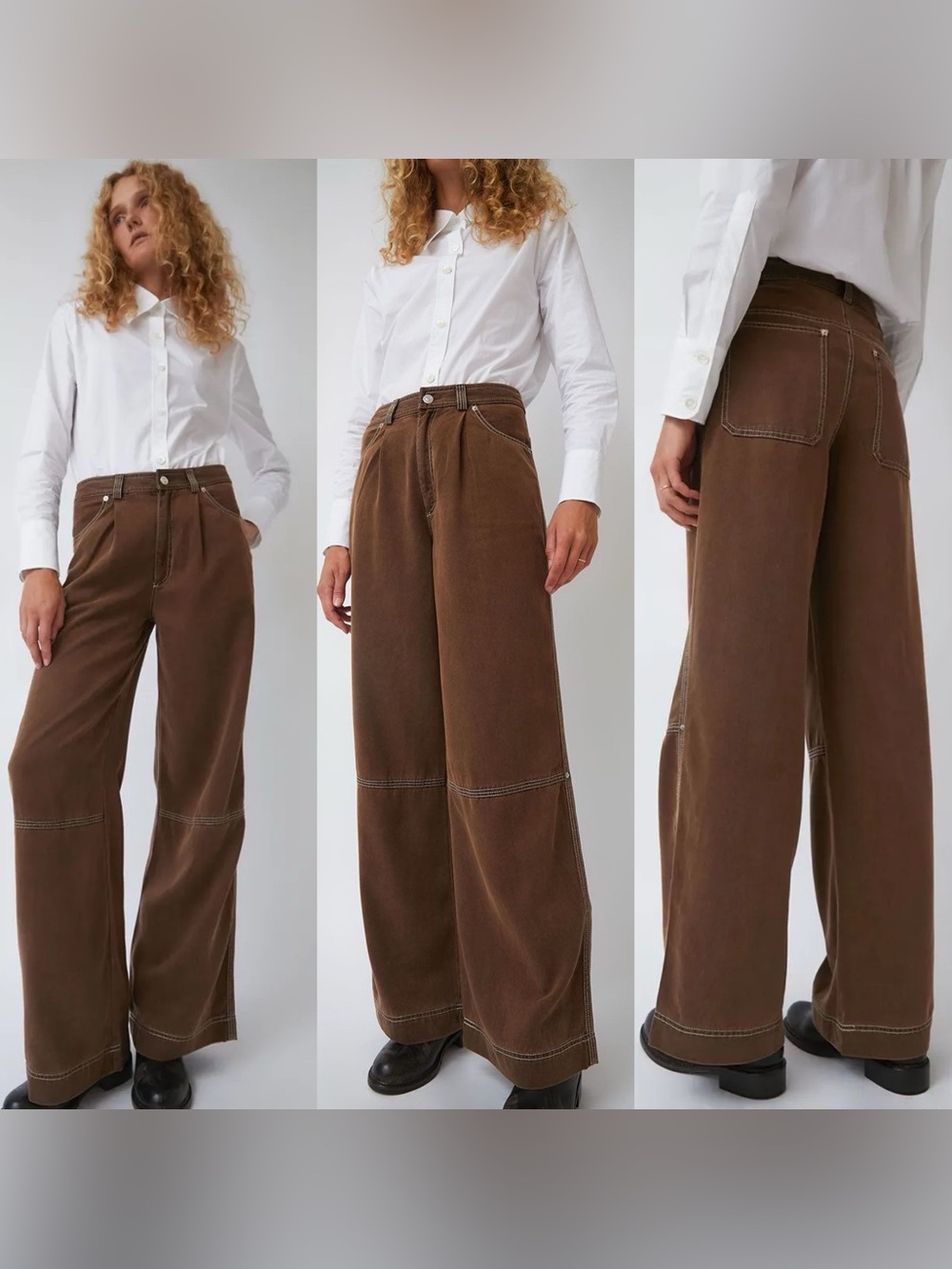 Rodebjer Eileen Ranch Pants Pleated Dark Brown Size Small $345